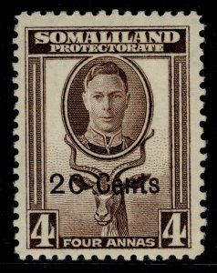 SOMALILAND PROTECTORATE GVI SG128, 20c on 4a sepia, M MINT.