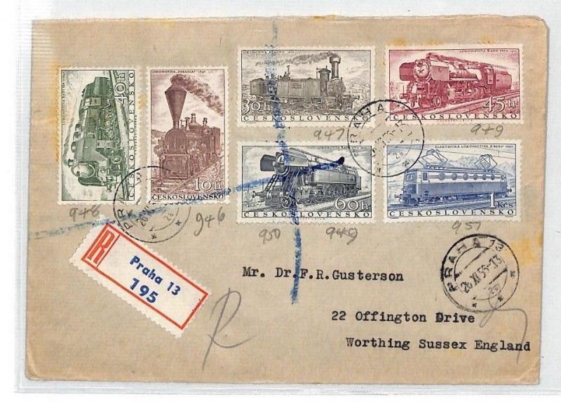 Czechoslovakia RAILWAY ENGINES Cover 1956 FREIGHT LOCOMOTIVES Set{6} BU95