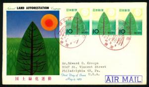 1965 Land Afforestation Strip of 3 - Japan Stamp Bureau C...
