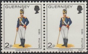 Guernsey #93 2p Artillery Gunner 1815 1xMNH, 1xMH.