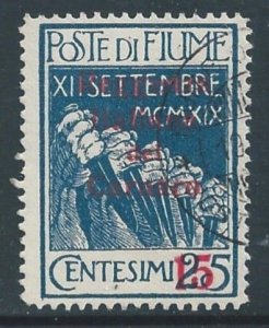 Fiume #110 Used 25c Hands Holding Daggers Issue Ovptd. & Surcharged