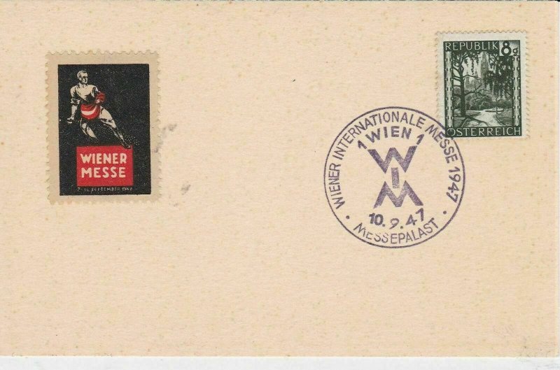 Austria 1947 Wien Vienna international Fair  Cancel Stamps Card ref R 16290