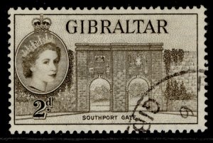 GIBRALTAR QEII SG149, 2d deep olive-brown, FINE USED.