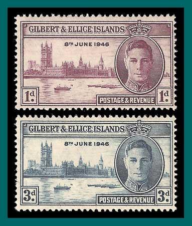 Gilbert & Ellice Islands 1946 Victory, MLH #52-53,SG55-SG56