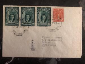 1929 Lima Peru First Flight cover FFC to Cristobal Canal Zone