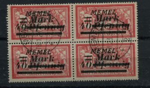 MEMEL LITHUANIA SCOTT 85  MICHEL 113  USED  BLOCK OF 4  26 EURO CAT