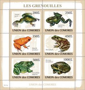 COMORES 2009 SHEET FROGS LES GRENOUILLES RANAS RAS AMPHIBIANS WILDLIFE cm9111a