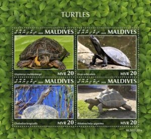 Maldives - 2019 Turtles and Tortoises - 4 Stamp Sheet - MLD191205a