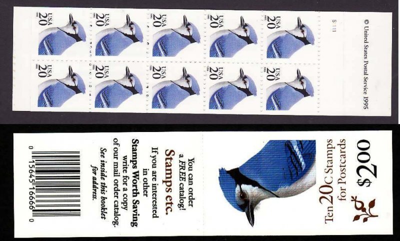 USA-Sc#2483a- id8-unused NH booklet-Birds-Blue Jay-1995-