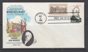 US Sc 2217f FDC. 1986 22c Buchanan combo, Fluegel cachet, unaddressed, fresh VF