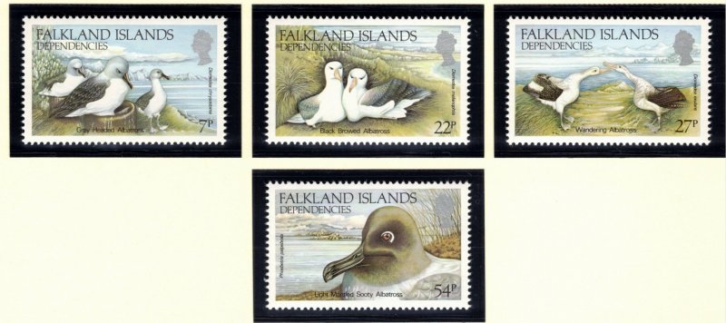 FALKLAND DEPENDENCIES 1985 Albatrosses; Scott 1L88-91, SG 125-28; MNH