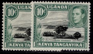 KENYA UGANDA TANGANYIKA GVI SG135 + 135d, 10c PERF VARIETIES, LH MINT.