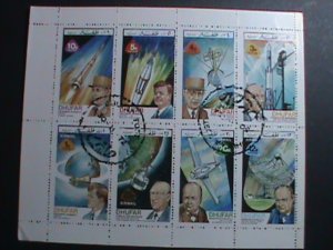 DHUFAR 1972 -WORLD SPACE PROGRAMS CTO SHEET VERY FINE WE SHIP TO WORLD WIDE.