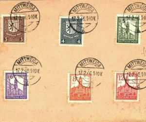 GERMANY Allied Occupation SAXONY Stamps {6} *Mittweida* Card 1946 {samwells}GJ95 