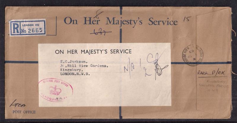 GB 1965 QE2 Envelope O.H.M.S used ( A270 )
