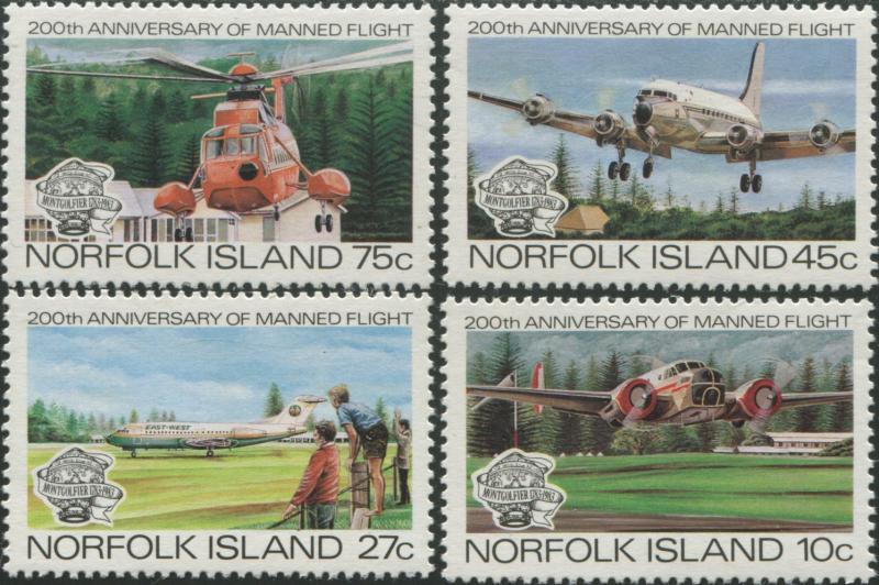Norfolk Island 1983 SG304-307 Manned Flight set MLH
