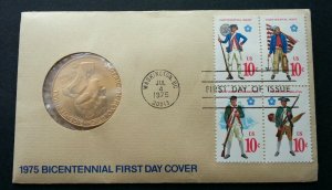 *FREE SHIP USA US Bicentenary 1975 United States FDC (coin cover)