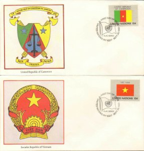 United Nations First Day Covers (13), Flags of Various Nations