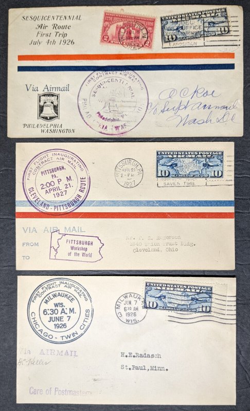 17 1920s-1930s airmail flight covers Lindbergh, CAM, etc. [y.108]