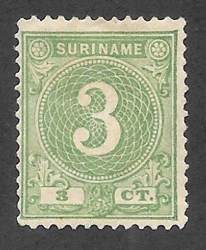 SURINAM Scott #20 Mint gummed 3c Numeral stamp 2019 SCV $6.00+
