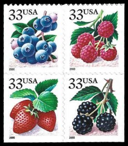 PCBstamps   US #3294/3297e Bk Block $1.32(4x33c)Berries, MNH, (7)