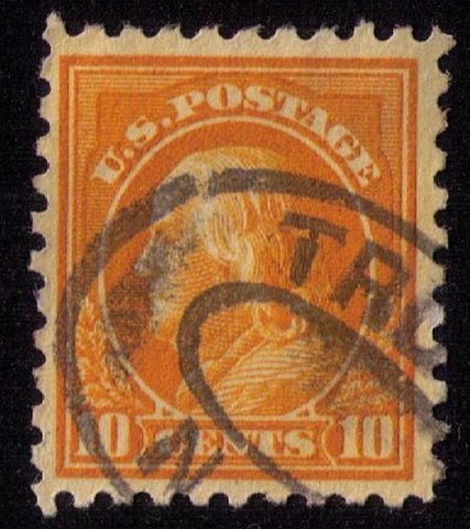 US Sc 472 Used 10c Franklin Org Yellow VF