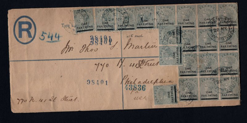 Bermuda #26 (SG #30) Twenty Used Examples On Cover to Philadelphia PA