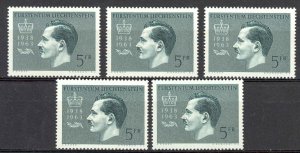 Liechtenstein Sc# 375 MNH lot/5 1963 Prince Franz Joseph II