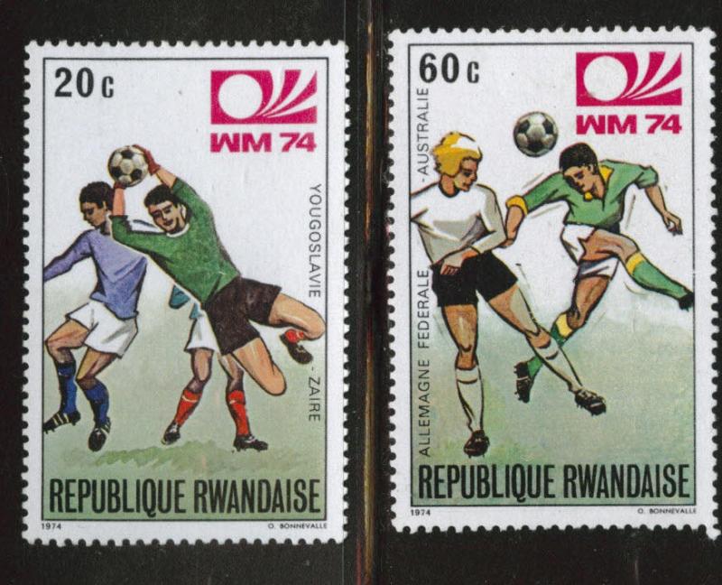 RWANDA Scott 578 & 581 MNH** soccer stamps