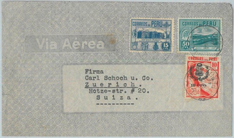 81716  -  PERU - POSTAL HISTORY -   AIRMAIL  COVER to SWITZERLAND    1946