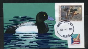 US COLORANO 1999 $15 DUCK GREATER SEAUP HAND PAINTED FIRST DAY COVER 125  ISSUED