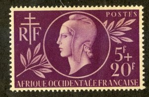 FRENCH WEST AFRICA B1 MNH SCV $6.50 BIN $3.25 PORTRAIT