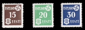 German WWII Occupation, Estonia #Mi. 1-3x Cat€60, 1941 15k-30k, set of thre...