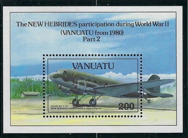 Vanuatu 594 MNH 1993 WWII Aircraft souvenir sheet (fe8731)