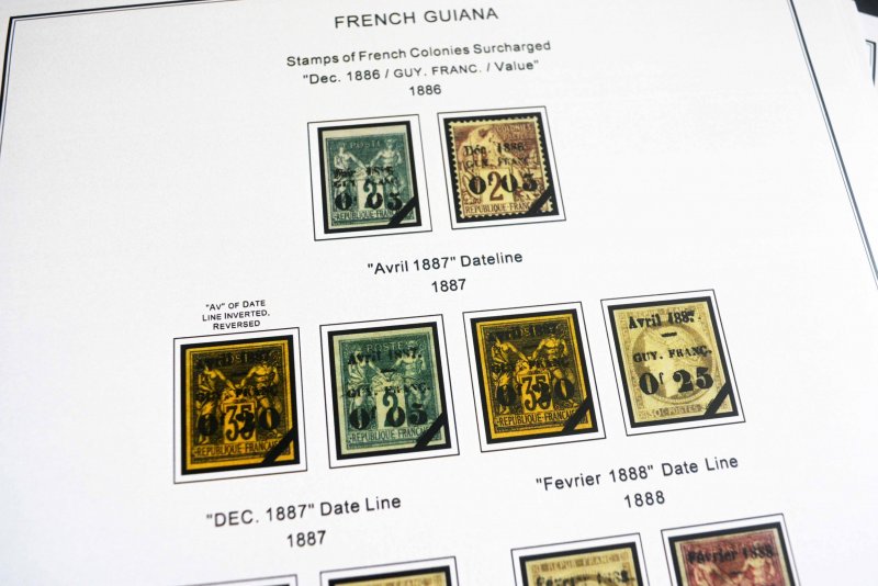 COLOR PRINTED FRENCH COLONIES [x13] 1859-1947 STAMP ALBUM PAGES (141 ill. pages)