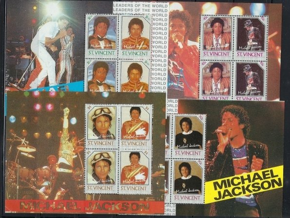 St Vincent 898-901 MNH 1985 Michael Jackson; 4 sheets (an3714)