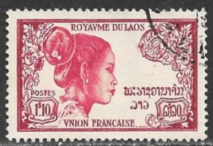 LAOS 1951-52 1.10pi Laotian Woman Pictorial Sc 10 VFU
