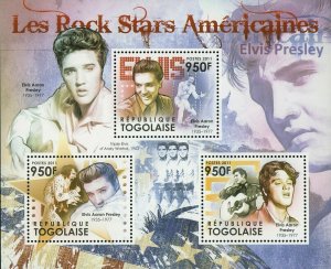 The American Rock Stars Stamp Elvis Aaron Presley Souvenir Sheet MNH #4289-4291