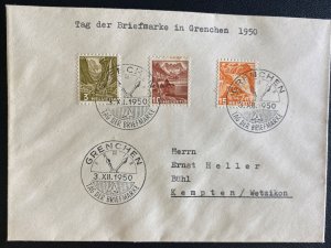 1950 Grenchen Switzerland First Day Cover FDC To Germany Philatelic Exhibition