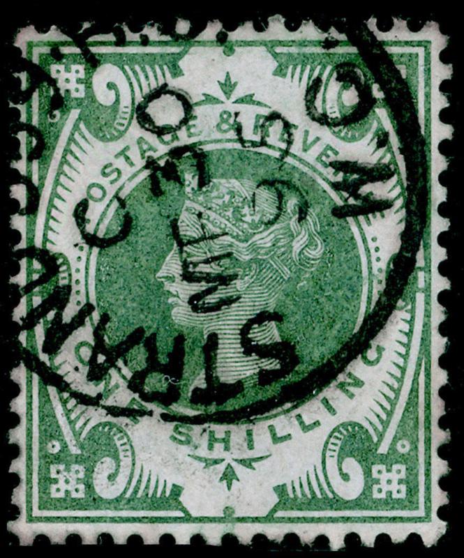 SG211, 1s dull green, VERY FINE USED, CDS. Cat £75.