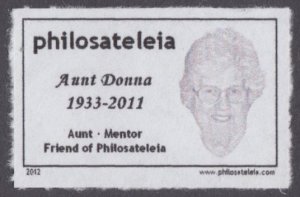 US PHILOSATELEIA LP - 2012 - Aunt Donna - Single Stamp- M N H - Private Issue