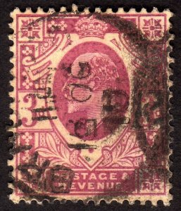 1906, Great Britain, 3p, Used, Sc 132e, Sg 232c