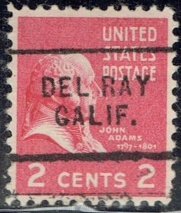 1938 2c Prexie w/precancel ERROR f/DEL REY CA (806-703) Reads: DEL RAY