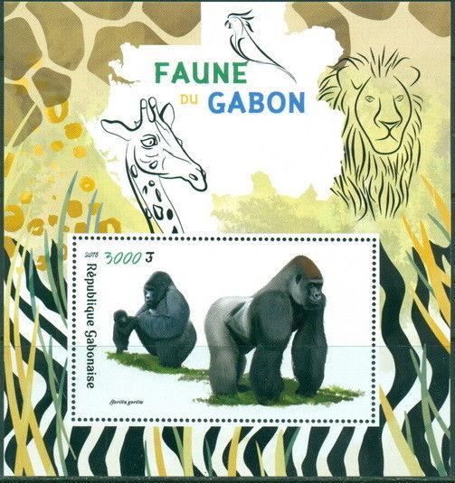 Fauna of Gabon Wild Animals Gorillas Elephant Snake Gabon 2018 MNH stamp set