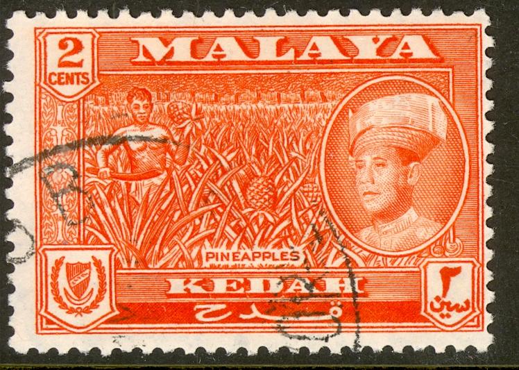 MALAYA KEDAH 1959-62 2c PINEAPPLES Issue Sc 96 VFU