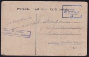 South West Africa 1915 WWI Field Post Office 31 AUS Censored Postcard Cape Town