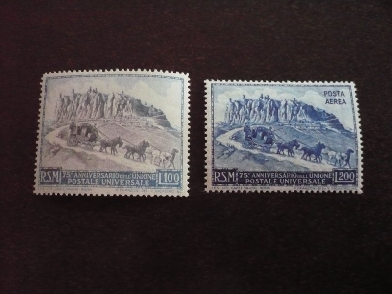 Stamps - San Marino - Scott# 304,C62 - Mint Never Hinged Set of 2 Stamps