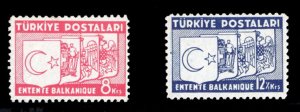 Turkey #785-786 Cat$60, 1937 Balkan Entente, set of two, never hinged