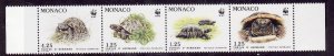 Monaco-Sc#1781a-unused NH strip-id3-Reptiles-Turtles-WWF-1991-