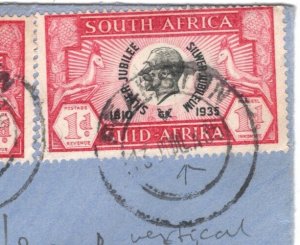 SOUTH AFRICA KGV Cover 1935 SILVER JUBILEE 1d *SKULL VARIETY* {samwells}YR95